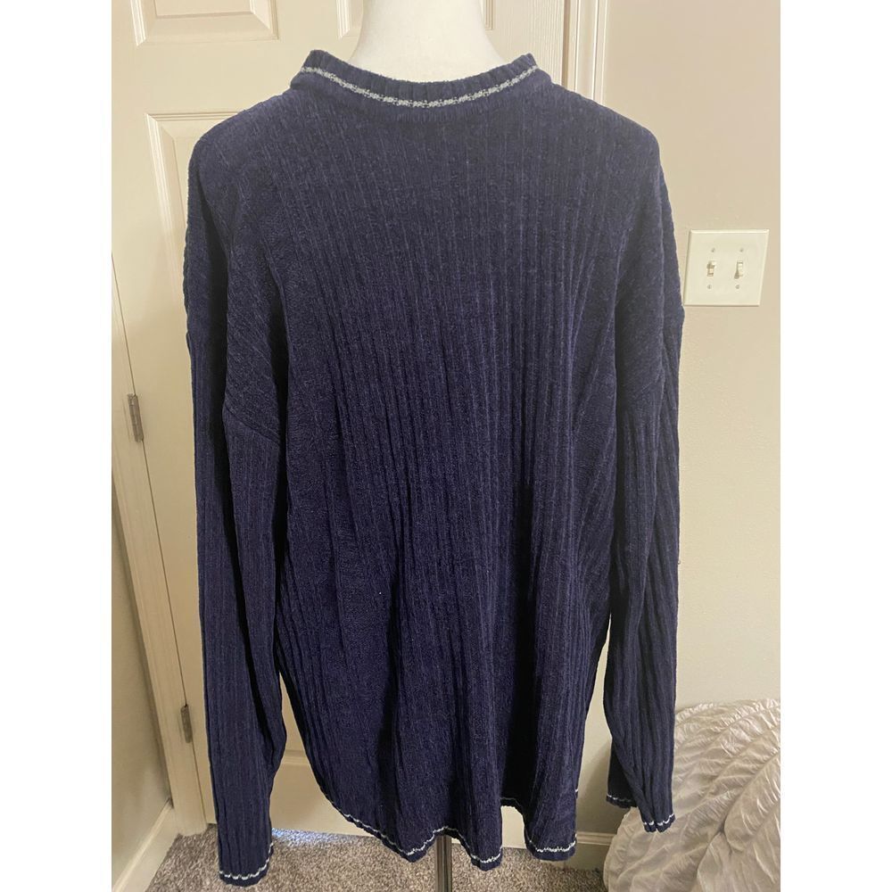+BKE Men's Navy Blue Ribbed Sweater Casual Cozy Long Sleeve Pullover XL